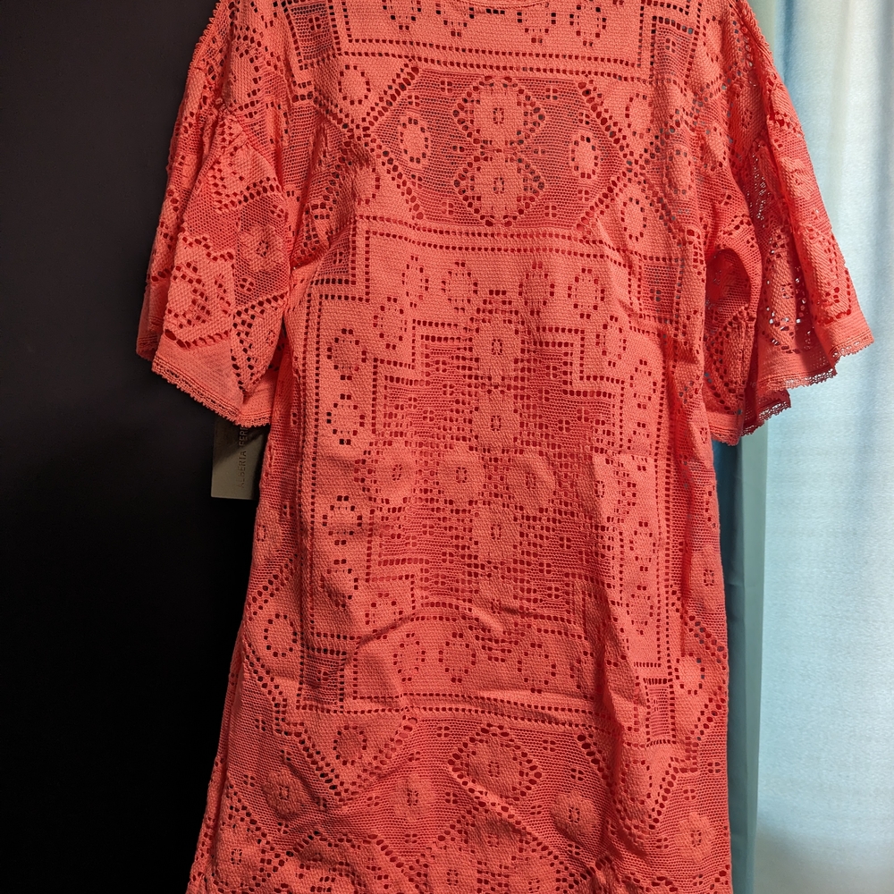 ALBERTA FERRETTI Coral Lace Dress